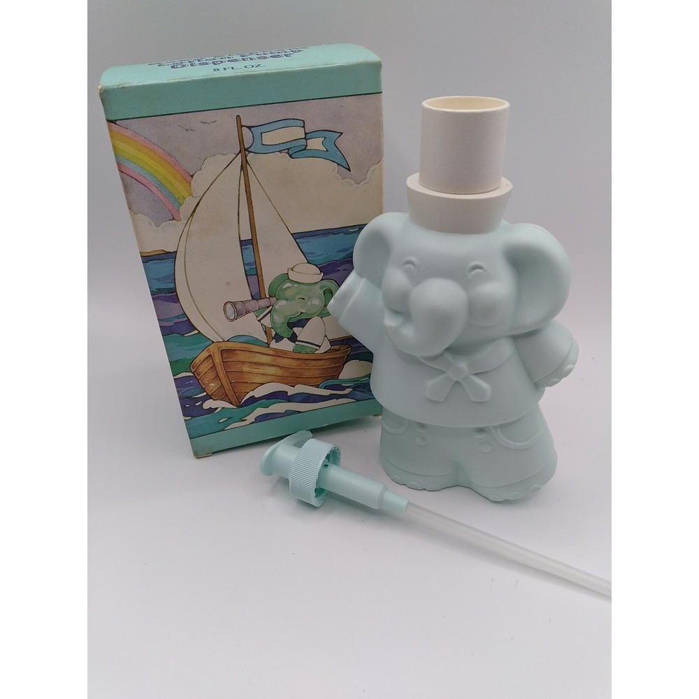 Avon Baby Elephant Lotion Pump Dispenser NEW Nursery Bathroom Decor Blue 8 oz